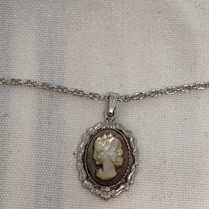 sterling necklace and cameo